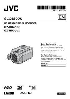 JVC GZ HD40 manual. Camera Instructions.